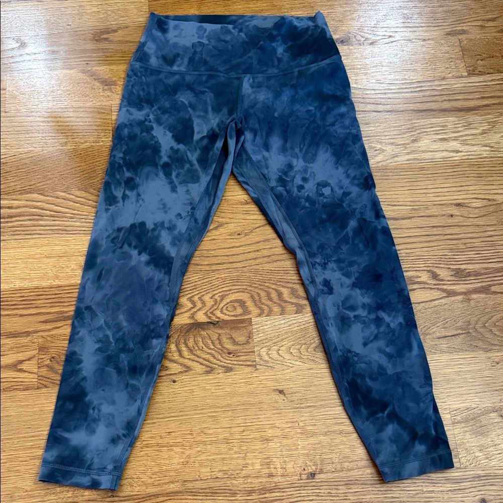 Lululemon Gray Tie Dye Leggings Size 8 High Rise 7/8 Cropped Pocket
